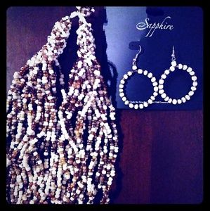 Brown & white beaded necklace